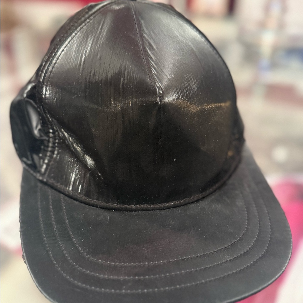 Diesel Black Faux Leather Cap